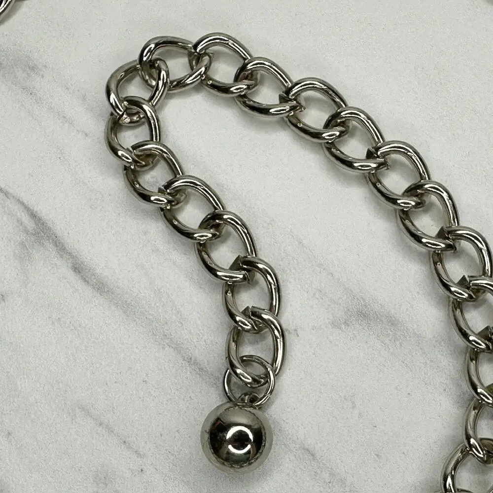 Womens Rhinestone Butterfly Chain Belt Silver Tone Chunky XS/Small ✨
